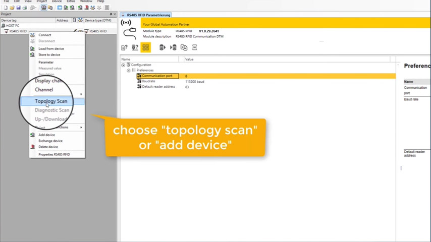 Q120/Q175: How to enable RSSI diagnostic data in the UHF DTM (PACtWare 5) – part 1b/2 